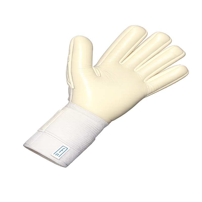White goalkeeper glove on a white background