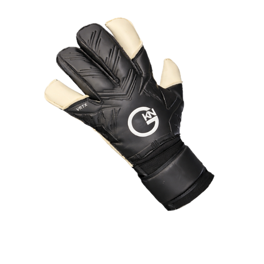 GKN VRTX goalkeeper gloves backhand view with VG3 style cut and structured latex detailing