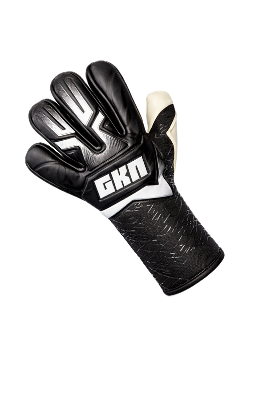 GKN IKON goalkeeper gloves backhand view with negative cut and structured latex design in white and colourway